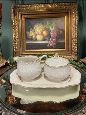RARE Lenox cottage creamer sugar tray set!